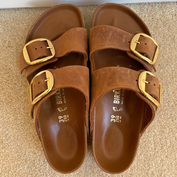 Birkenstock Shoes - Birkenstock Big Buckle Sandals (Size EU 39 - Women's 8-8.5) - Cognac